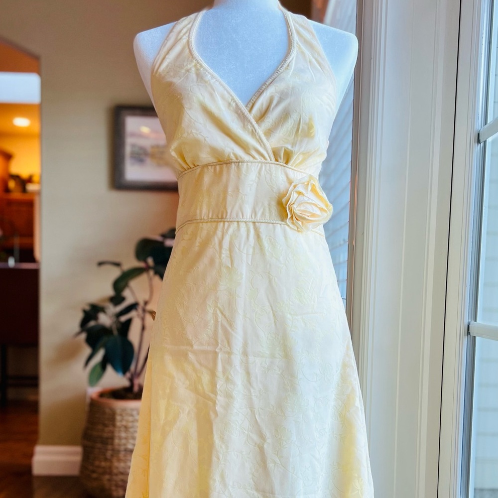 Yellow Halter Dress with floral print